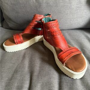 Stylish Red Leather Women's Sandals